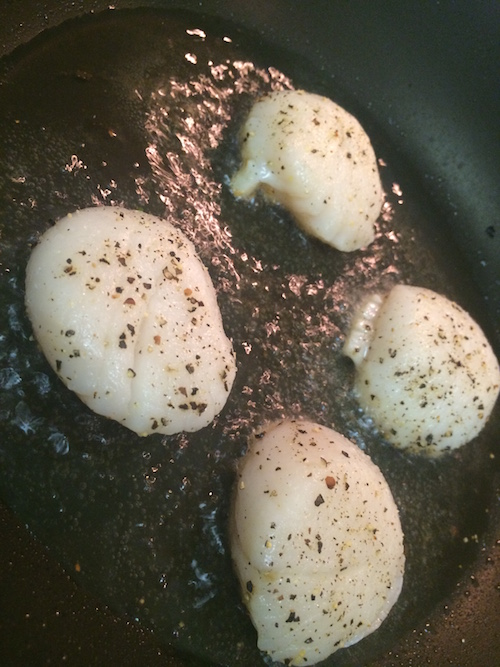 Cooking the scallops