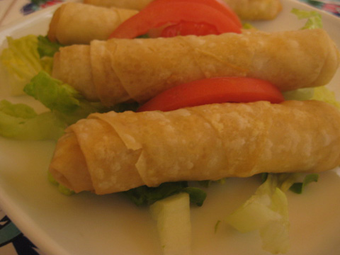 Phylo Scrolls with feta cheese ($5)
