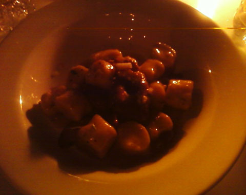 Gnocchi Con Funghi in brown butter with mushrooms, $14