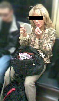 Makeup on the subway (note: web image, not the actual perpetrator I saw!)