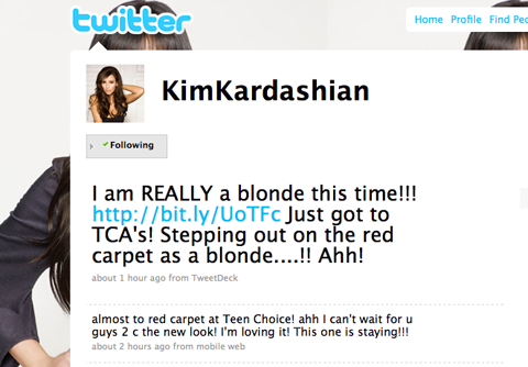 Kim announces her shift to blonde