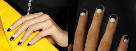 Left: Black and white nails from InStyle; Right: DIY design