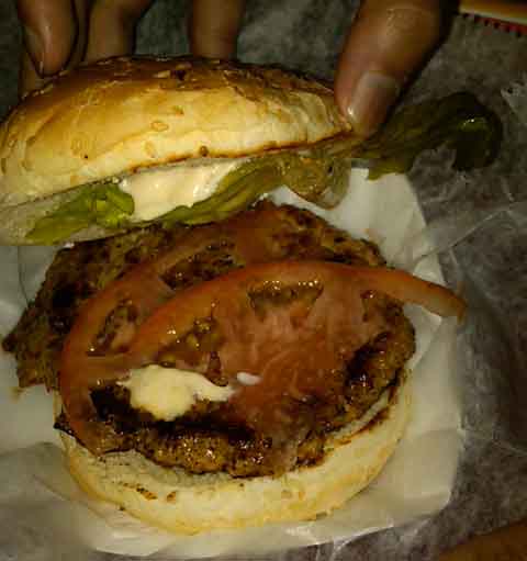 chicken burger, $6