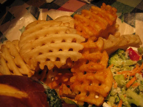 side of seasoned Haus waffle fries