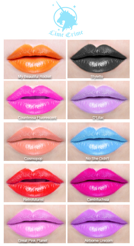 Lime Crime's lipstick colors